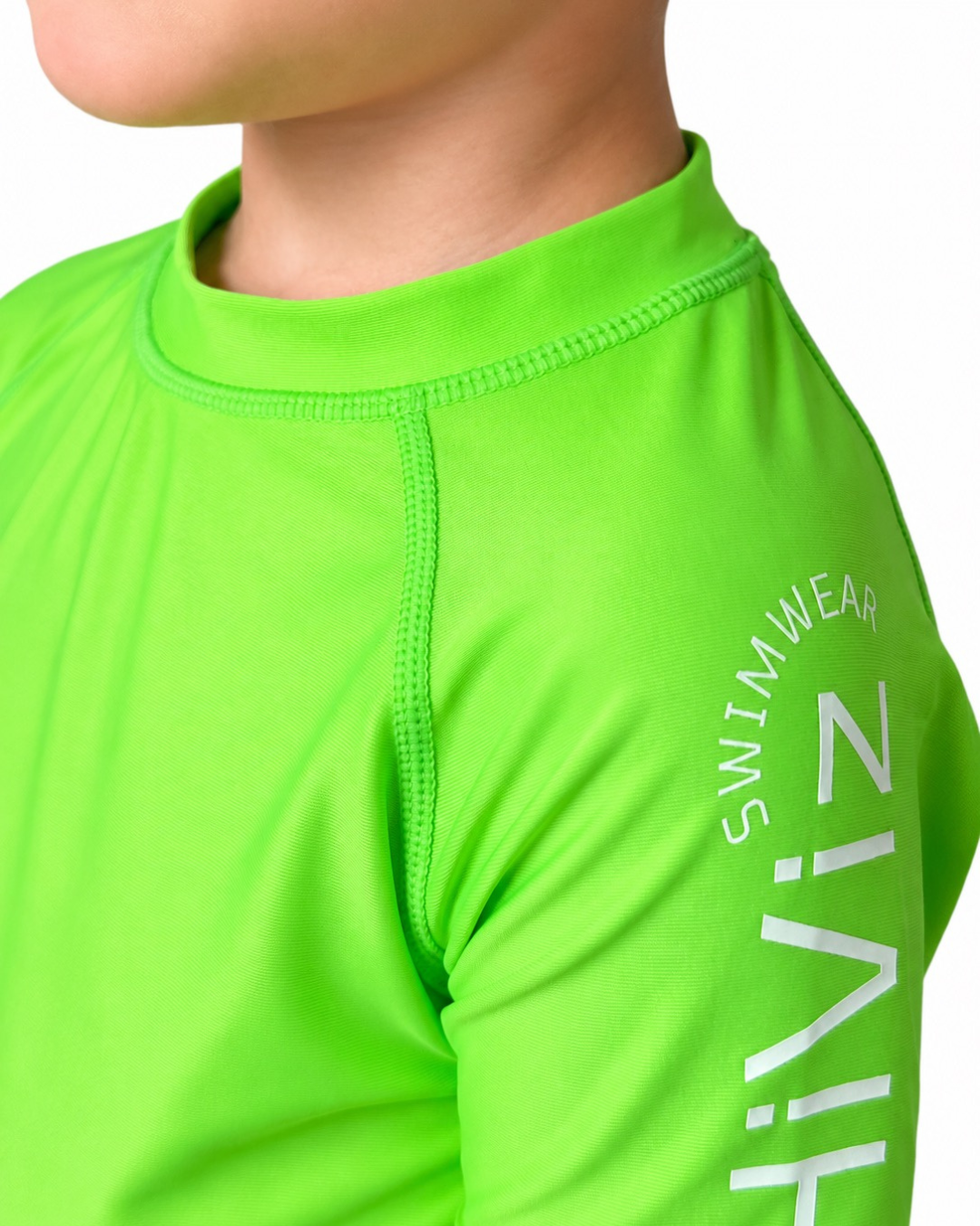 Kids' Short-Sleeve Neon Green Rash Guard UPF 50+ Chlorine-Resistant, OEKO-TEX® STANDARD 100 Certified