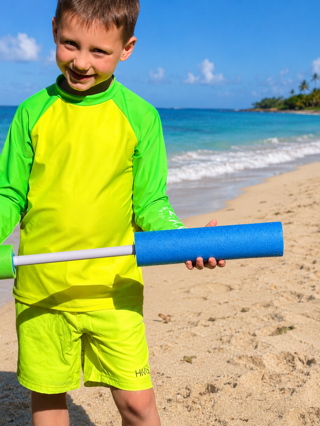 Boys' Neon Yellow Swim Trunks with Boxer Brief Liner