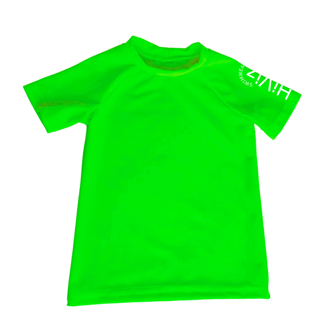 Pre-Order: Kids' Short-Sleeve Neon Green Rash Guard