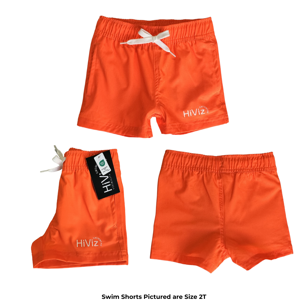 *NEW COLOR* Toddlers BLAZE Orange Swim Shorts with Boxer Brief Liner