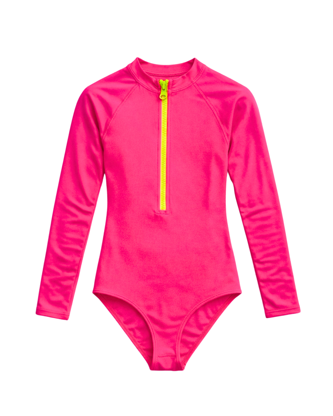 Girls' Neon Swim Zip-Up One-Piece | Neon Pink