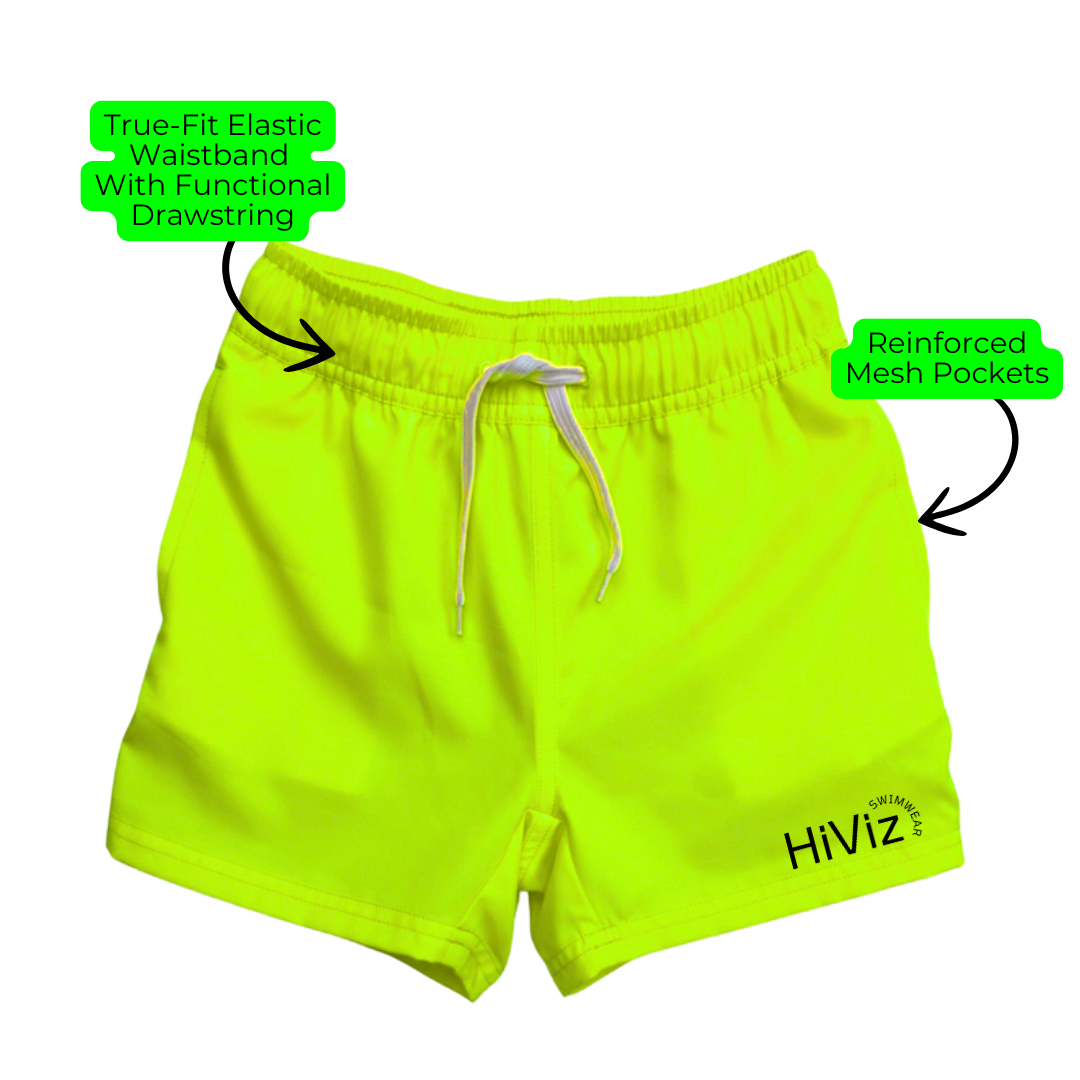 arena 蛍光イエロー スイムトランクス Bright Swimwear Boys' Neon Yellow Swim Shorts With Boxer Brief