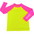 Bright swimwear for kids, this is a product image of a kids' neon yellow rash guard with neon pink sleeves with HiViz bright swimwear logo on the left sleeve.