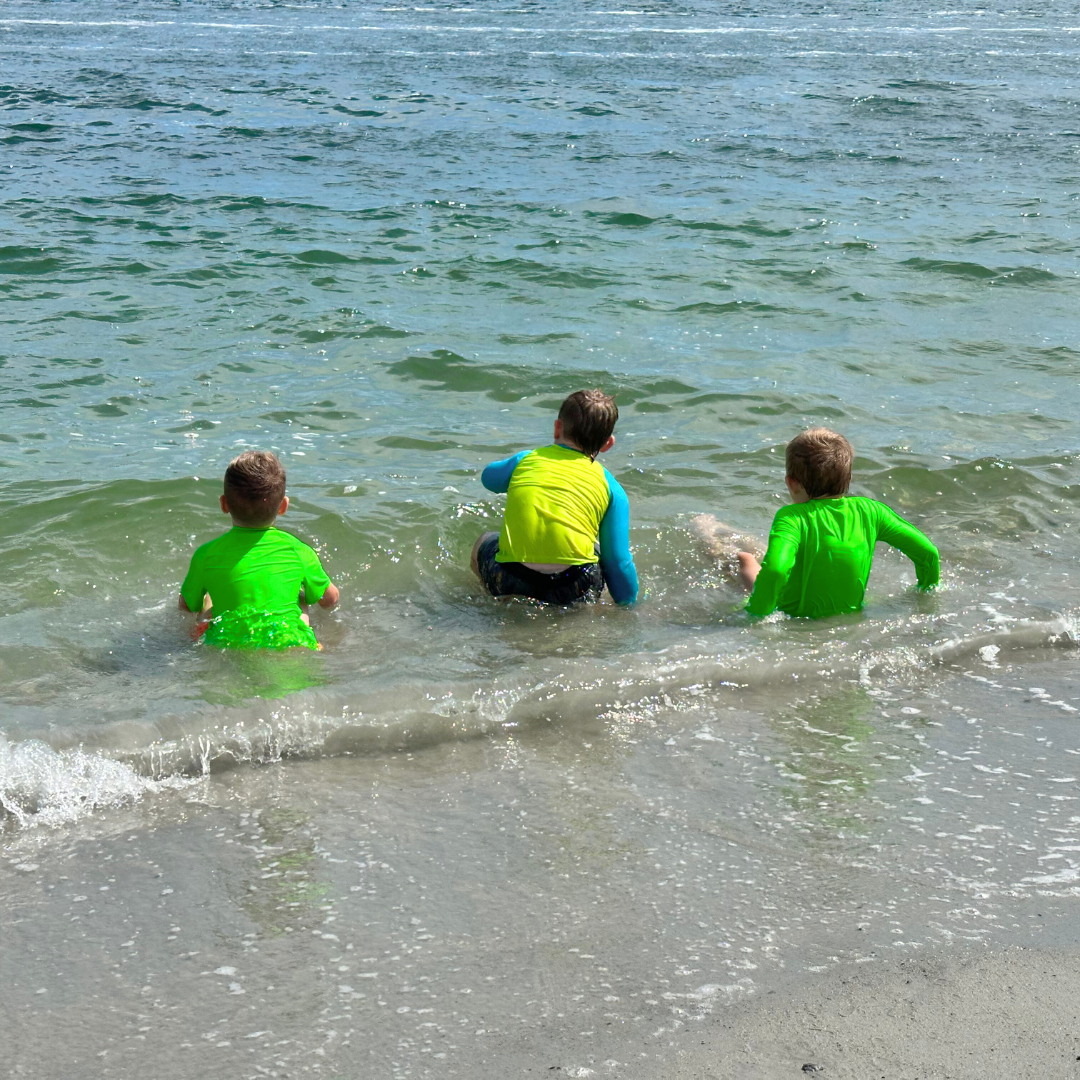 Bright Swimwear Kids' Neon Rash Guard in Neon Green UPF 50+