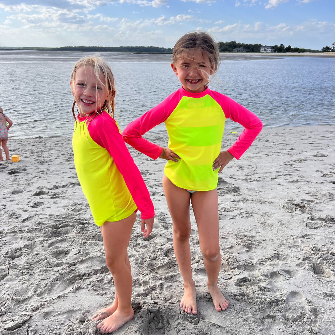 Kids’ Neon Rash Guard – Neon Pink and Yellow | UPF 50+