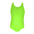 Product image of a neon toddler swimsuit also a girls' neon green swimsuit one-piece on a white background. The front of the neon green swimsuit one-piece with a full coverage look. The neon green swimsuit glows super bright swimwear.