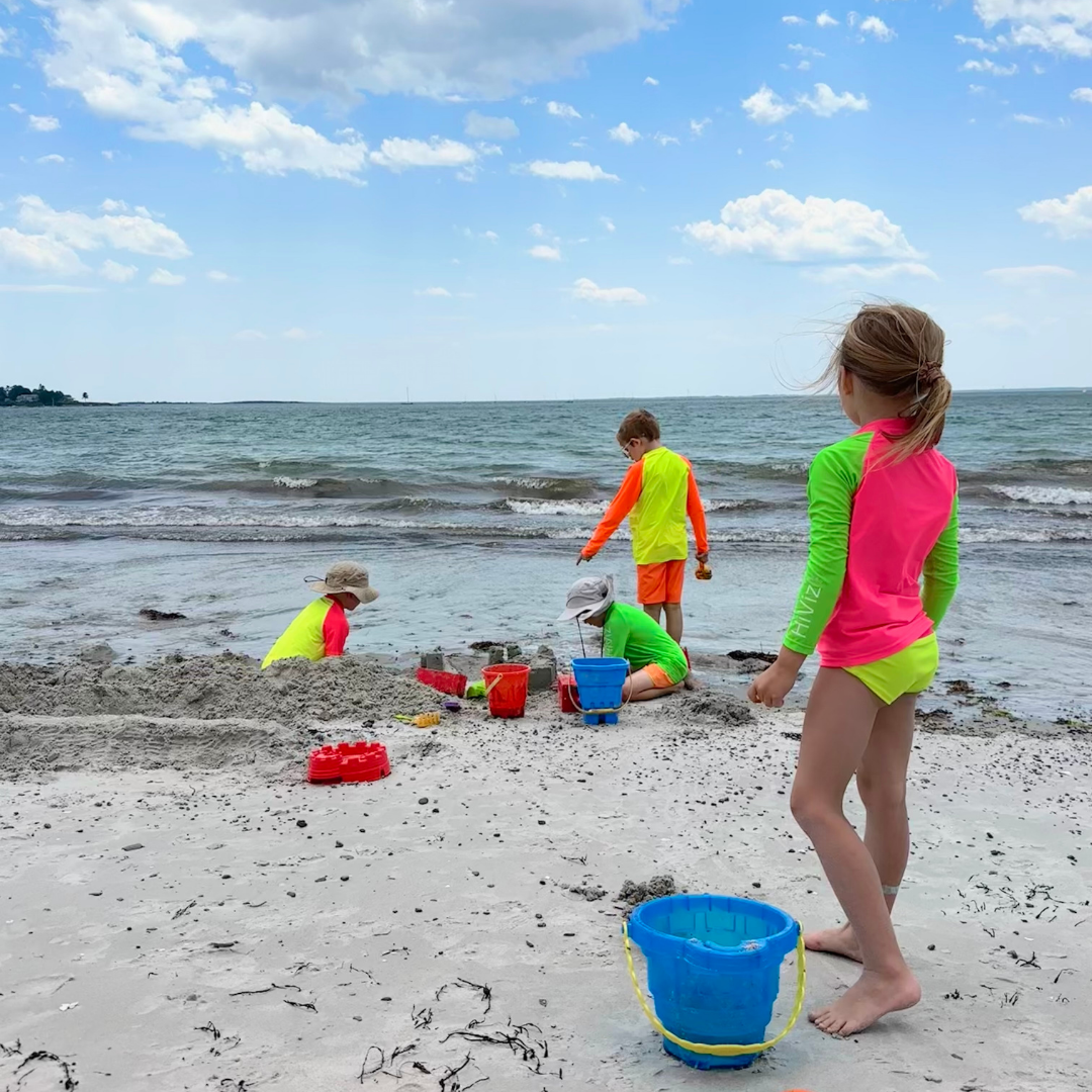 Kids' Neon Rash Guard – Neon Pink & Green, Long-Sleeve Zip-Up