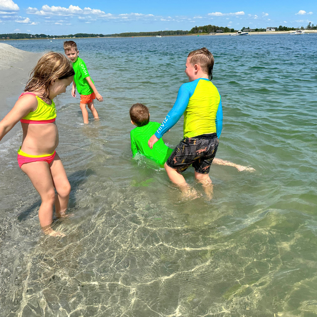 Kids’ Neon Rash Guard – Neon Yellow and Blue  | UPF 50+