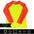 Product image of a neon yellow and neon orange rash guard. The body is neon yellow and the collar and raglan sleeves are neon orange. 