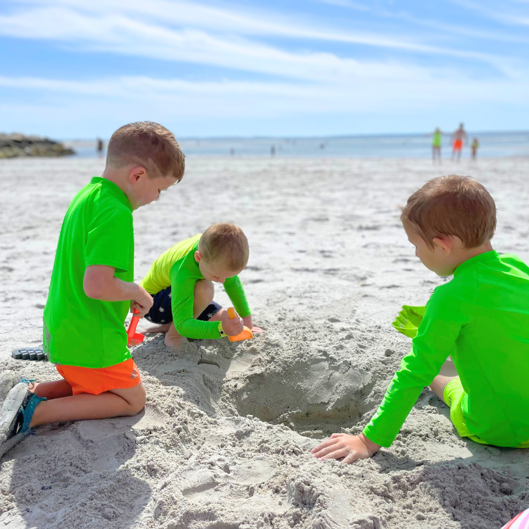 Kids' Neon Orange Swim Shorts with Boxer Brief Liner