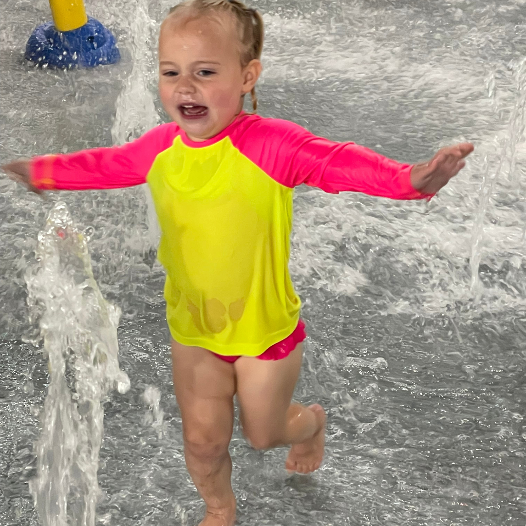 Kids’ Neon Rash Guard – Neon Pink and Yellow | UPF 50+