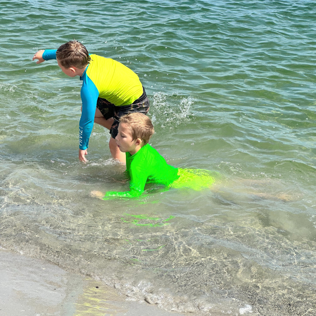Kids' Neon Yellow Swim Shorts with Boxer Brief Liner