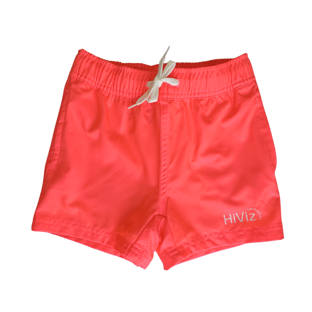 *NEW COLOR* Toddlers' Neon Pink Swim Shorts with Boxer Brief Liner