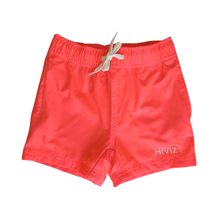 Toddlers' Neon Pink Swim Shorts with Boxer Brief Liner