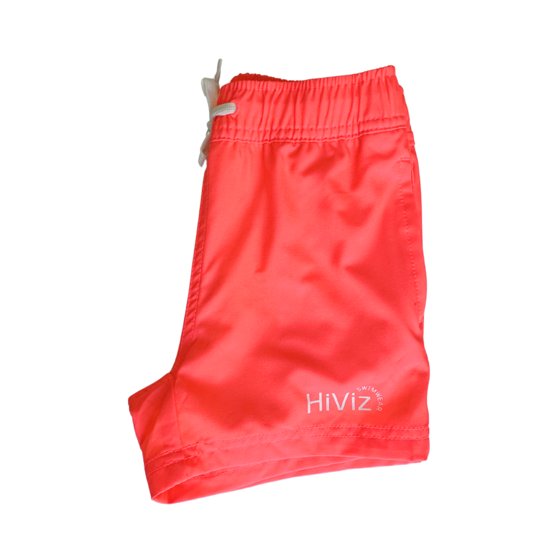 *NEW COLOR* Toddlers' Neon Pink Swim Shorts with Boxer Brief Liner